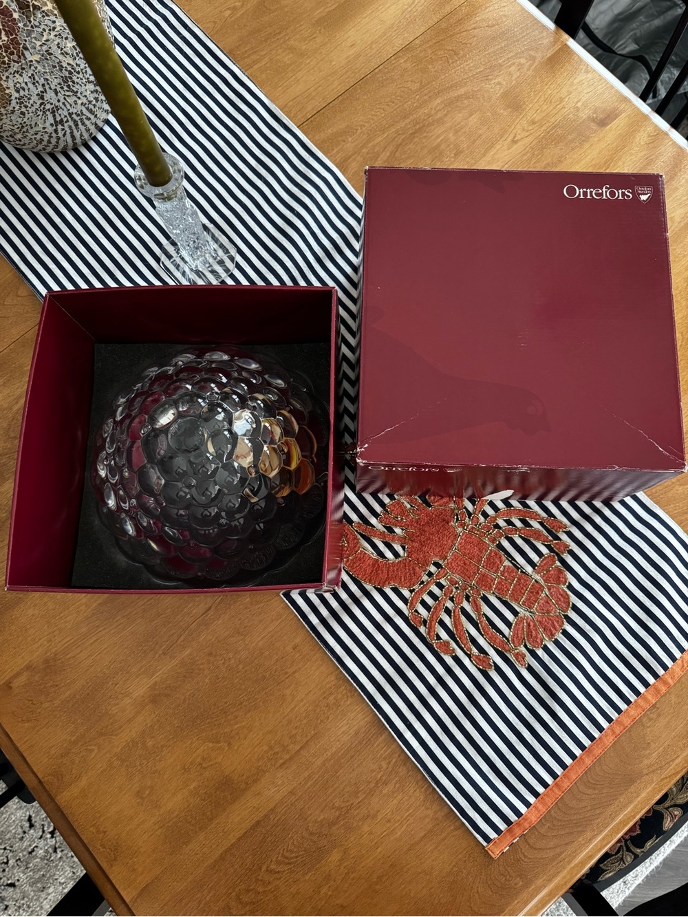 Orrefors Raspberry/Hallon Bowl - Anne Nilsson Design - Sweden Non Lead Crystal. - Picture 4 of 8